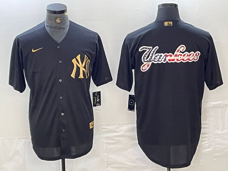 Men New York Yankees Blank Black gold 4 th generation Nike 2024 MLB Jersey style 16